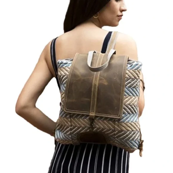 Myra Bag Cosmos Canvas Leather Backpack Cosy Backpack Bag – Myra USA main image 4